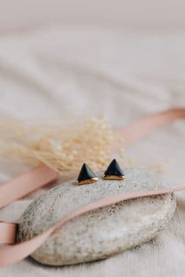 White Rain Designs | Black Triangle Stud Earrings