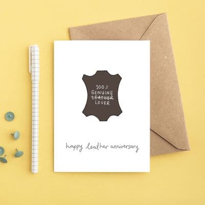 You've Got Pen on Your Face | Happy Leather 3rd Anniversary Card
