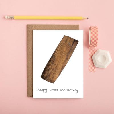 You've Got Pen on Your Face | Happy Wood 5th Anniversary Card