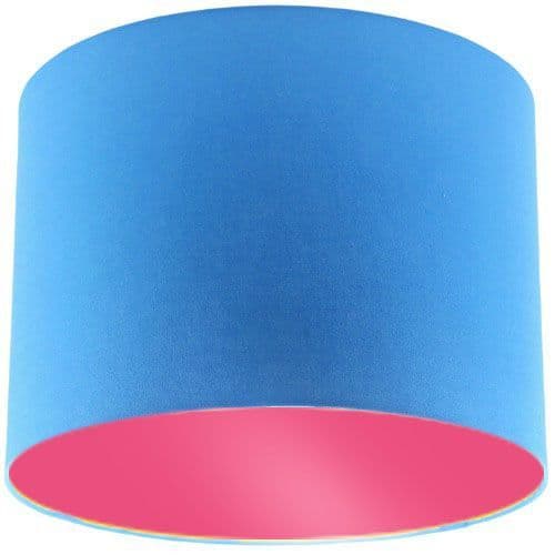 Blue Lamp Shade with Pink Rose Lining