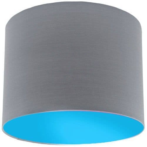 Grey Lamp Shade with Light Blue Lining