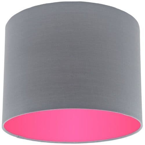 Grey Lamp Shade with Pink Rose Lining