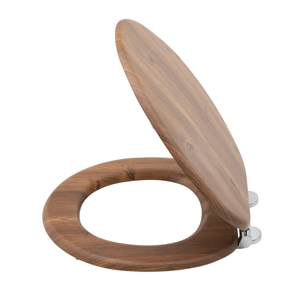 Aqualona Teak Effect Soft Closing Toilet Seat
