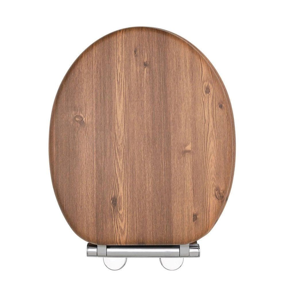 Aqualona Teak Effect Soft Closing Toilet Seat