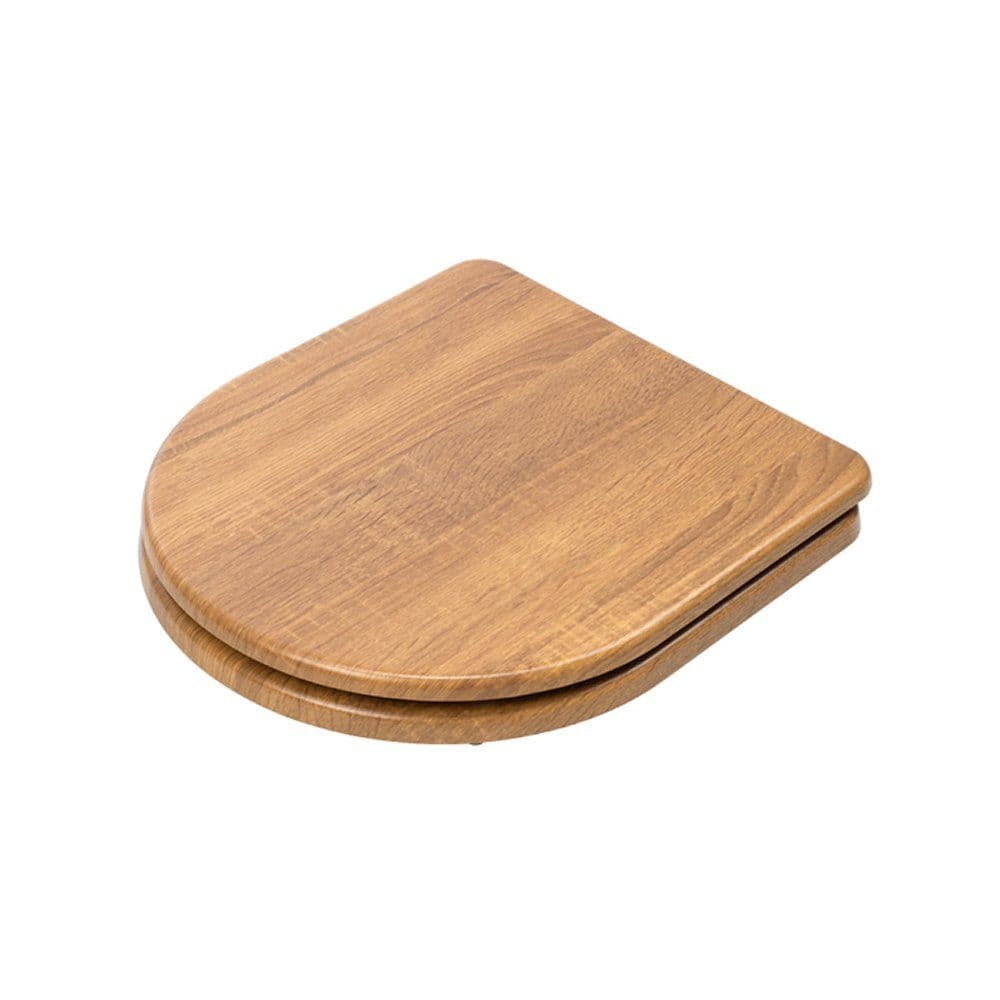 Croydex Levico Wooden Flexi Fix Oak Effect DShaped Toilet Seat WL610286H