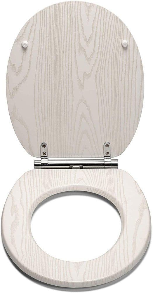 Croydex Maitland White Oak Effect Flexi Fix Toilet Seat Soft Close and