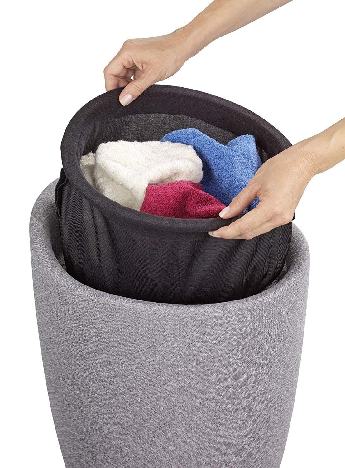 Wenko Candy Light Grey Linen Look Laundry Bin & Bathroom Stool
