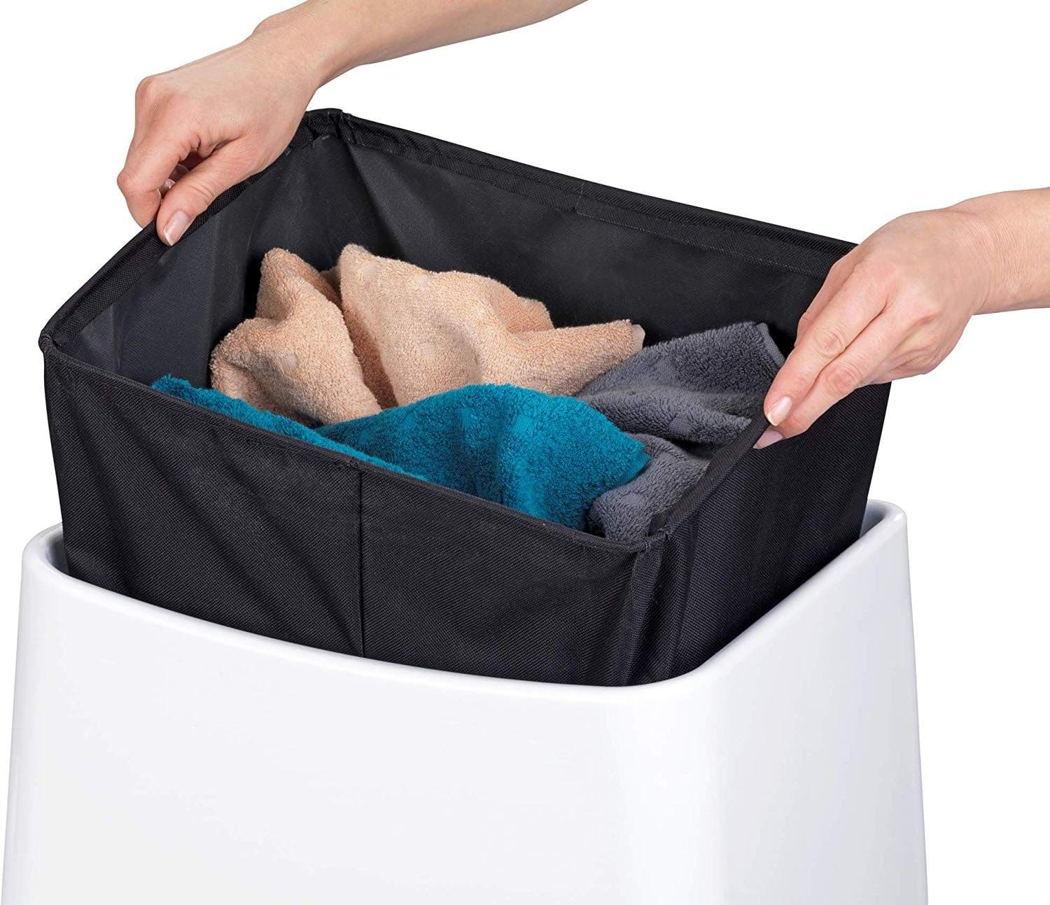 Wenko Wing White Laundry Bin & Bathroom Stool