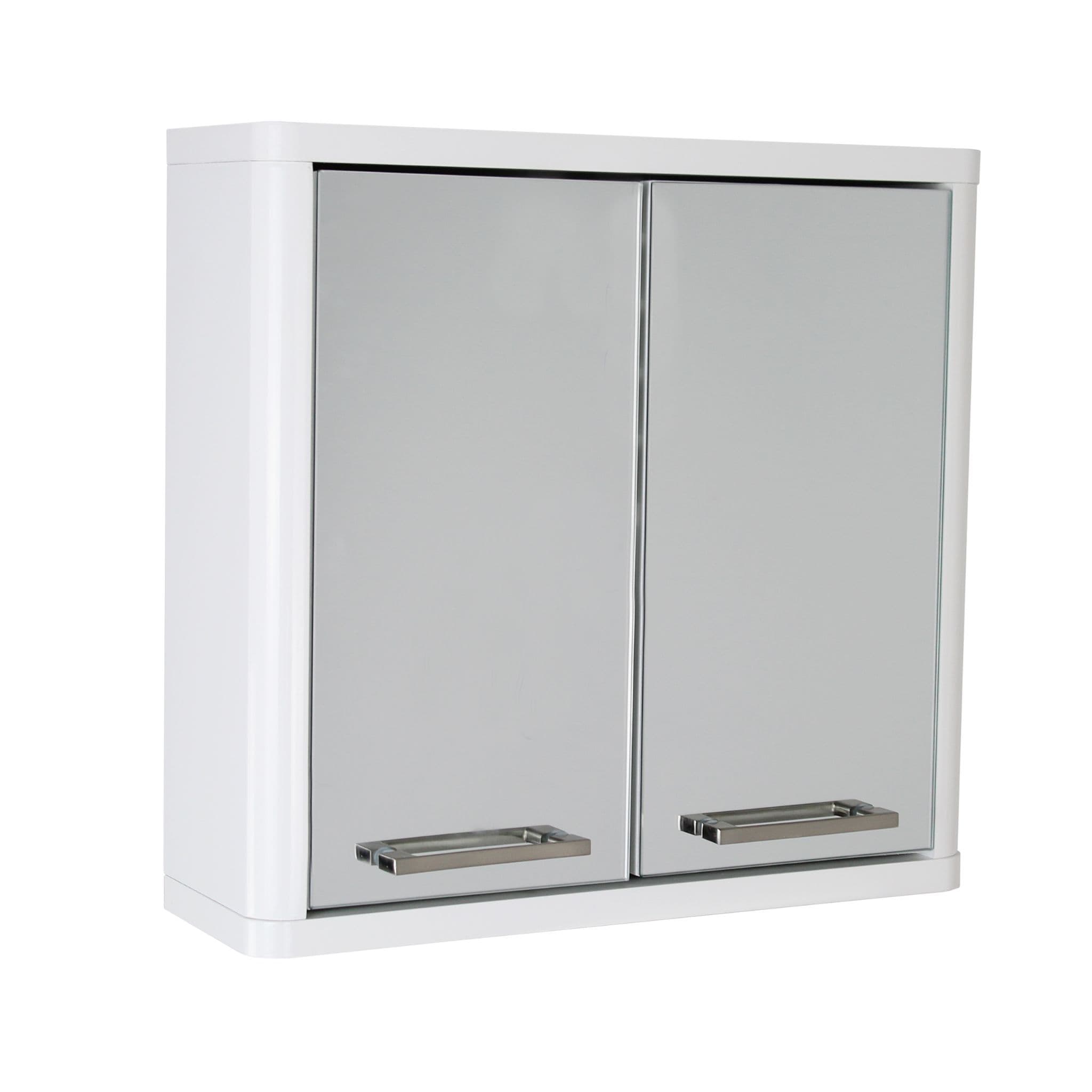 White Gloss Double Mirror Door Bathroom Wall