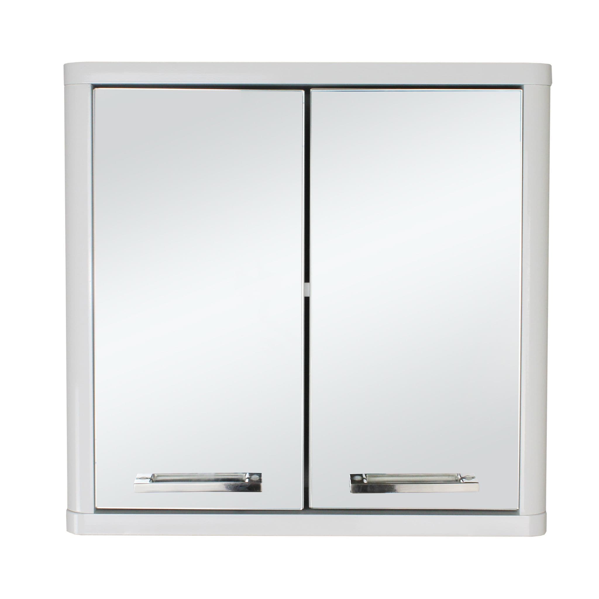 White Gloss Double Mirror Door Bathroom Wall