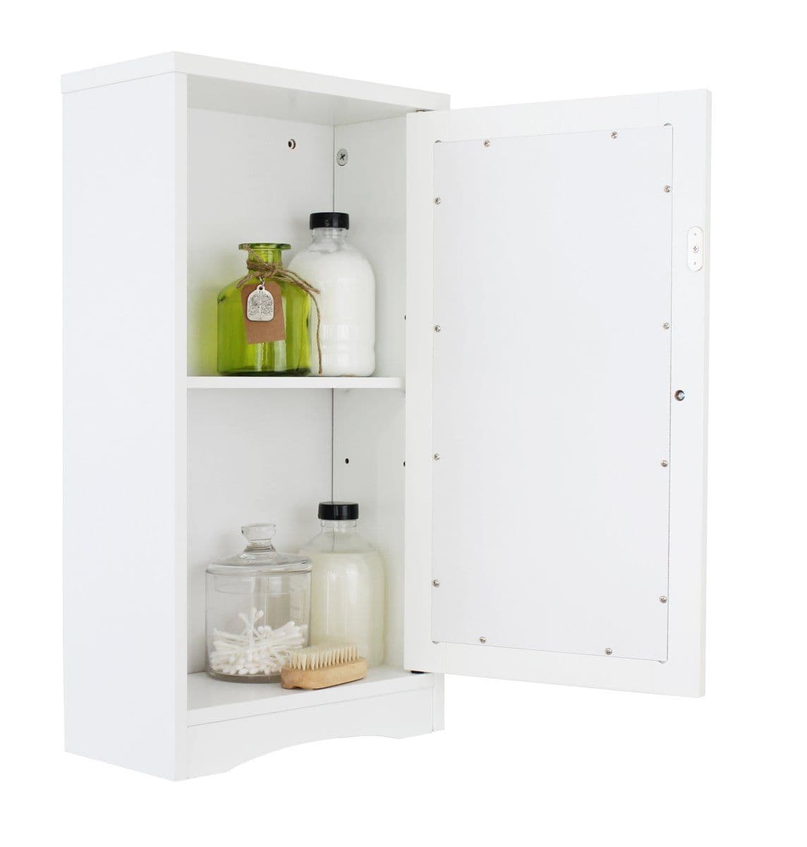 White Single Mirror Door Bathroom Wall