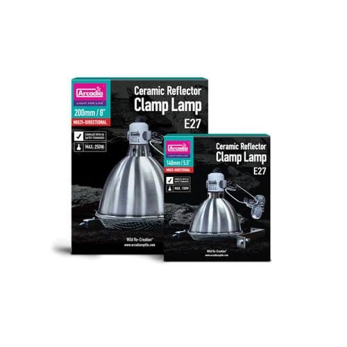 Arcadia Reflector Clamp Lamp with Ceramic Holder E27 Stainless Steel