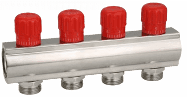 4 Port Manifold 1" - 3/4" Red Valves