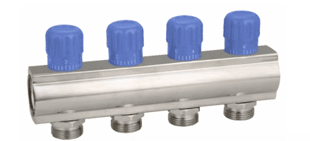 4 Port Manifold  3/4" - 1/2" Blue Valves