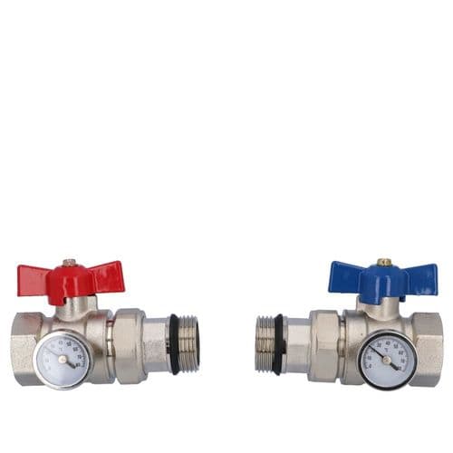 NovaTherm Manifold Ball Valve Set 1" With Temperature Gauge