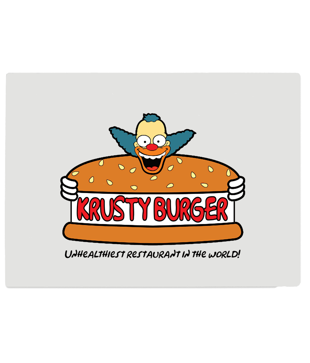 Krusty Burger Tempered Glass Chopping Board based on The Simpsons