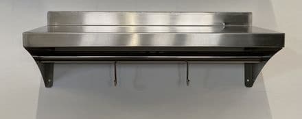 600mm Stainless Steel Wall Shelf With Hook Rail