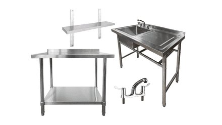 Bundle: Sink 1000mm (RHD) , Table 1000mm, Wall Shelf 1000mm, Mixer Tap
