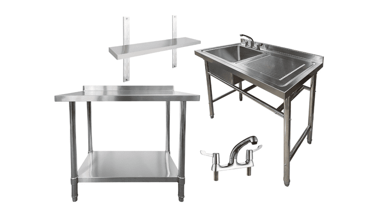 Bundle: Sink 1000mm (RHD) , Table 1000mm, Wall Shelf 1000mm, Mixer Tap