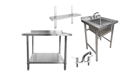 Bundle: Sink 600mm ,  Table 1000mm,  Wall Shelf 1000mm, Mixer Tap