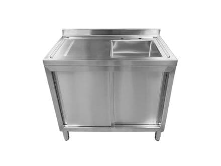 Commercial Single Bowl Sink Cupboard - 1000x600mm  - Left Hand Drainer