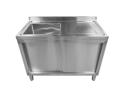 Commercial Single Bowl Sink Cupboard - 1200x600mm  - Right Hand Drainer