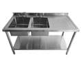 Double Bowl Commercial Catering Sink - 1500x600x900mm - Right Hand Drainer