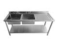 Double Bowl Commercial Catering Sink - 1800x600x900mm - Right Hand Drainer