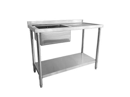 Single Bowl Commercial Catering Sink - 1200x600x900mm - Right Hand Drainer