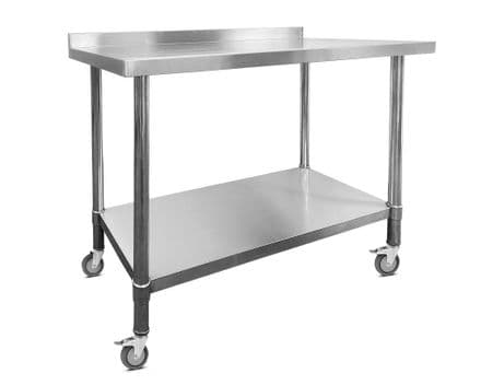 Stainless Steel Wall Prep Table - 1200x600x900mm - Castors