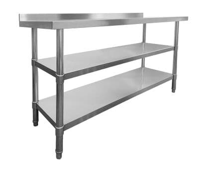 Stainless Steel Wall Prep Table - 1500x600x900mm - 2 Under Shelves