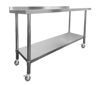 Stainless Steel Wall Prep Table - 1500x700x900mm - Castors