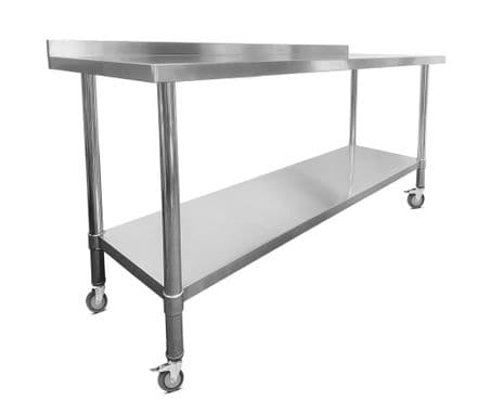 Stainless Steel Wall Prep Table - 1800x600x900mm - Castors