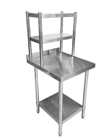 Stainless Steel Wall Prep Table With 2 Shelves & Gantry - 600x600x900mm