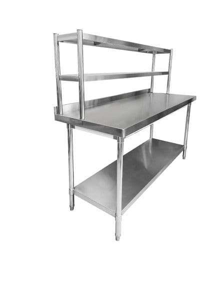 Stainless Steel Wall Prep Table With Gantry - 1800x600x900mm