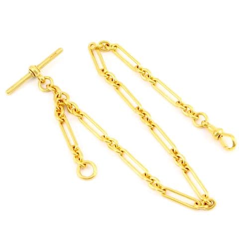 Antique 15Ct Gold 31.1g Fetter / Trombone Link Single Albert Watch Chain c 1912