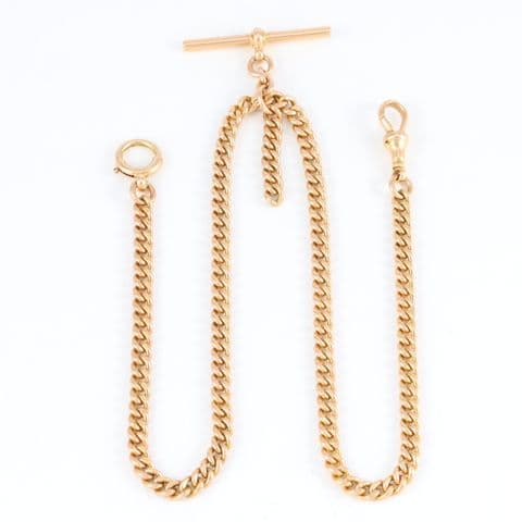 Antique 15Ct Gold 36.3g Albert Watch Chain / Necklace With T-Bar 16 1/8''
