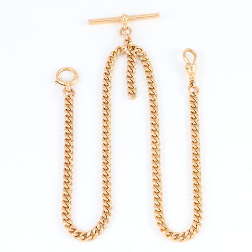 Antique 15Ct Gold 36.3g Albert Watch Chain / Necklace With T-Bar 16 1/8''