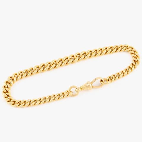 Antique 18Ct Gold 31.1g Graduated Curb Link Bracelet & Dog Clasp Clasp 8 5/8''