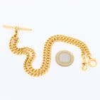 Antique 18Ct Gold 46.7g Curb Link Albert Watch Chain With T-Bar 17 3/4''