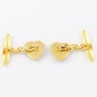 Antique 18Ct Gold & Diamond Heart Cufflinks With Red & Green Enamel