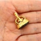 Antique 18Ct Gold Fob / Pendant With Bloodstone