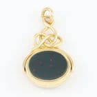 Antique 18Ct Gold Spinner Fob Pendant With Bloodstone And Agate