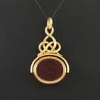 Antique 18Ct Gold Spinner Fob Pendant With Bloodstone And Agate