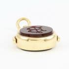 Antique 18Ct Gold Spinner Fob Pendant With Bloodstone And Agate