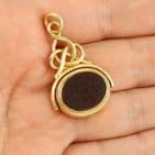 Antique 18Ct Gold Spinner Fob Pendant With Bloodstone And Agate