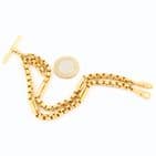 Antique 9Ct Gold 25.5g Fancy & Trombone Link Double Albert Watch Chain 15 1/4''