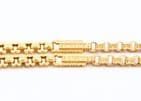 Antique 9Ct Gold 25.5g Fancy & Trombone Link Double Albert Watch Chain 15 1/4''