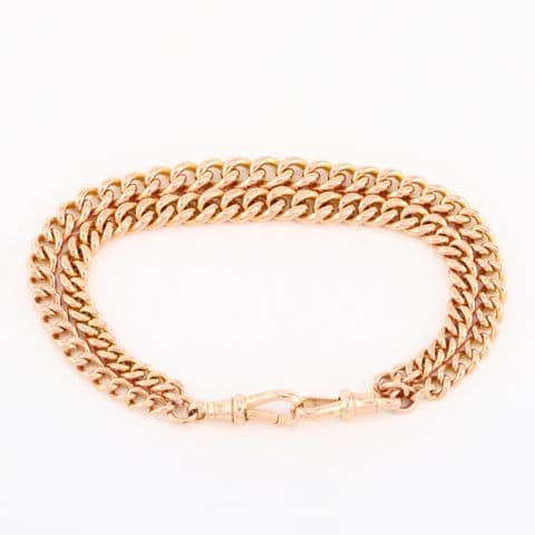 Antique 9Ct Gold 31g Graduated Curb Link Albert Bracelet 8 3/8''