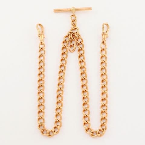 Antique 9Ct Gold 35.7g Double Albert Pocket Watch Chain / Necklace 16 7/8''